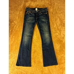 VTG True Religion Bobby Jeans Women 31 Dark Blue Low Rise Bootcut Flare USA Made